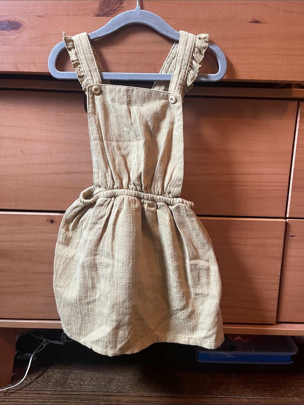 H&M olive green Ruffle-Strap Pinafore Sundress